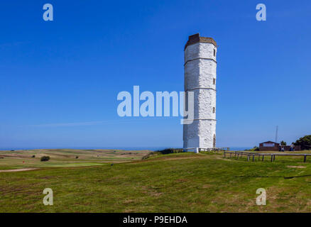 Chalk faro e il clima estivo a Flamborough Head, facile Yorkshire Foto Stock