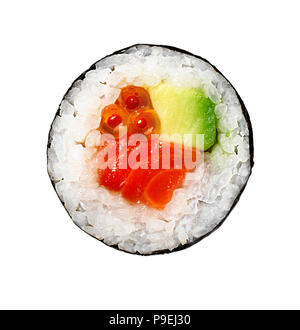 Un overhead shot di alcuni Sushi circolare Foto Stock