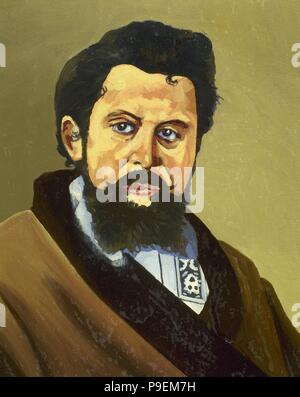 Modest MUSSORGSKY (1839-1881). Il compositore russo. Ritratto. Acquerello. Foto Stock