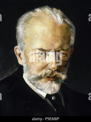 Pyotr Ilyich Tchaikovsky (1840-1893). Il compositore russo del periodo romantico. Ritratto. Acquerello. Foto Stock