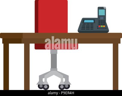 Office Workplace con scena di telefono Illustrazione Vettoriale