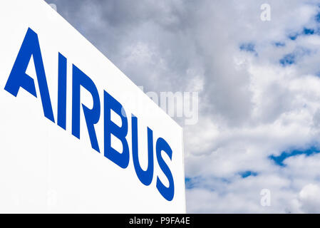 Chalet Airbus a Farnborough Airshow internazionale, FIA 2018, UK. Giorno di negoziazione per il business Foto Stock