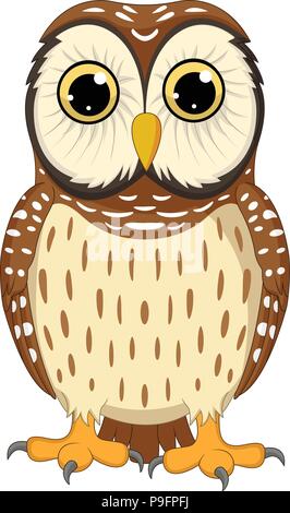 Cartoon owl isolati su sfondo bianco Illustrazione Vettoriale