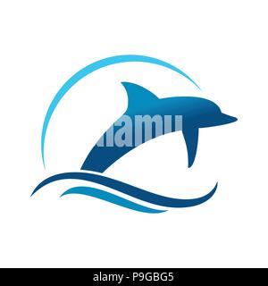 Dolphin Marine salto simbolo Vettore Graphic Logo Design Illustrazione Vettoriale