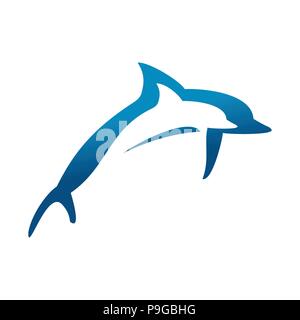 Doppio salto delfini simbolo Vector Graphic Logo Design Illustrazione Vettoriale