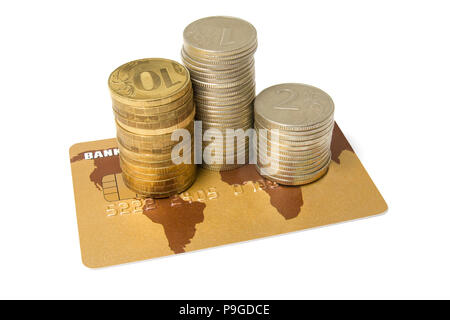 Il denaro, carte di credito, Coin, finanza, business Foto Stock