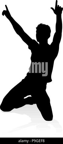 Cantante pop Country o Rock Star Silhouette Illustrazione Vettoriale