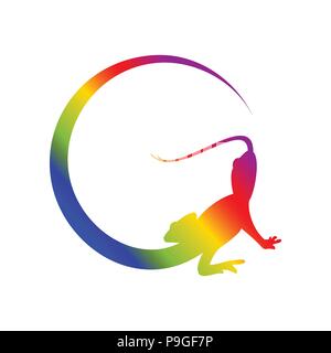 Rettile Crescent Tail Rainbow lettera G vettore iniziale simbolo Logo grafico del modello di progettazione Illustrazione Vettoriale