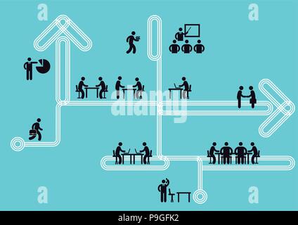 Icona Azienda Informazioni, il lavoro di squadra concetto, illustrazione vettoriale Illustrazione Vettoriale