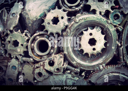 Oleoso e rusty parti metalliche e texture Foto Stock