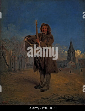 Olio su tela da Jean-Antoine Watteau intitolato " La Savoyard ragazzo con la marmotta" (1716), situato in ... Foto Stock