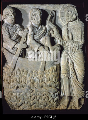 "La vocazione di San Pietro", rilievo scultoreo, marmo, c. 1160-1165, dal Monastero di San ... Foto Stock