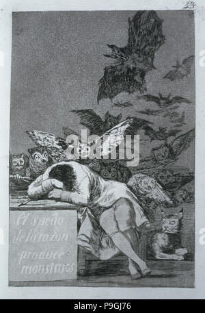 Los Caprichos, serie di incisioni di Francisco de Goya (1746-1828), la piastra 43: " El Sueño de la zona RAZ… Foto Stock