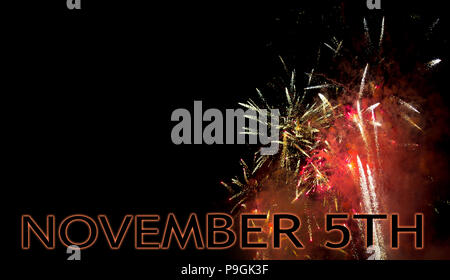Notte dei falò, Novembre 5th, UK celebra il Guy Fawkes notte con fuochi d'artificio. Con copyspace. Foto Stock