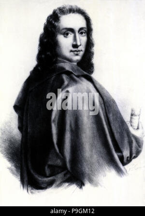 Giovanni Battista Pergolesi (1710-1736), compositore italiano, incisione. Foto Stock