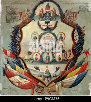 Allegoria con Simon Bolivar, il liberatore del Perù (1783-1830). Foto Stock