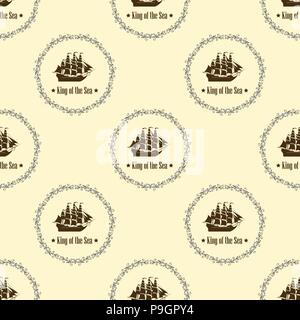 Segno di re del mare. Vettore di Seamless pattern. Illustrazione Vettoriale