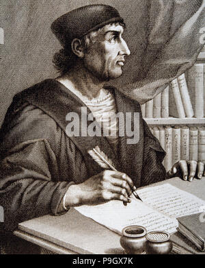 Antonio de Nebrija (1444-1522), umanista spagnolo e grammarian, incisione nella raccolta "ill… Foto Stock