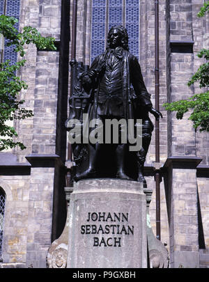 Monumento a Lipsia dedicata a Johann Sebastian Bach (1685-1750), compositore tedesco. Foto Stock