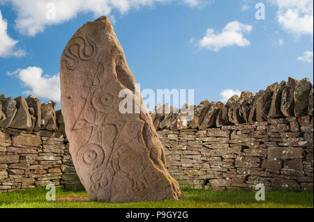 Il Serpente di pietra, uno dei tre VIII secolo Pictish stones a lato del B9134 a Aberlemno, Angus, Scozia. Foto Stock
