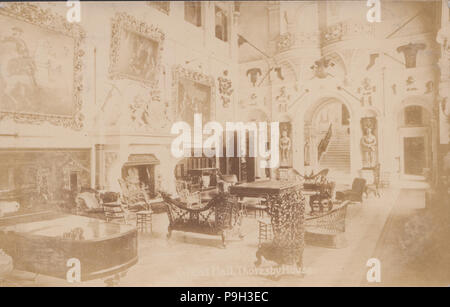 Vintage Fotografia della grande hall, Thoresby House (Thoresby Hall), Budby, Nottinghamshire Foto Stock