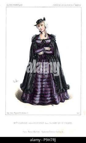 Clarisse Miroy come Hortense de La Dame de Saint Tropez da Anicet-Bourgeois e Dennery, Teatro de la Porte San Martin, 1844. Litografia Handcolored dopo una illustrazione di Alexandre Lacauchie da Victor Dollet's Galerie Dramatique: costumi des teatri de Paris, Paris, 1845. Foto Stock