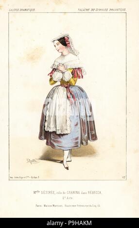 Mlle. Desiree come Gianina in Rebecca, atto II, da Eugène Scribe, Theatre du Gymnase Dramatique, 1844. Litografia Handcolored dopo una illustrazione di Louis Lasalle da Victor Dollet's Galerie Dramatique: costumi des teatri de Paris, Paris, 1845. Foto Stock