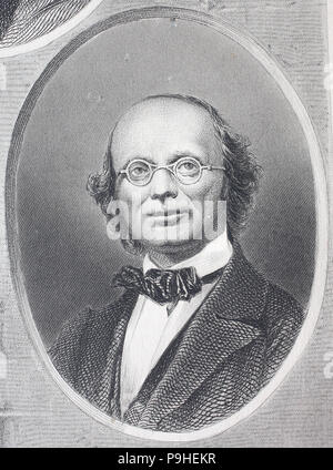 Wilhelm Eduard Weber, 24 Ottobre 1804 - 23 giugno 1891, fu un fisico tedesco e, insieme con Carl Friedrich Gauss, inventore del primo telegrafo elettromagnetico, digitale migliorata la riproduzione di una xilografia stampa da l'anno 1888 Foto Stock