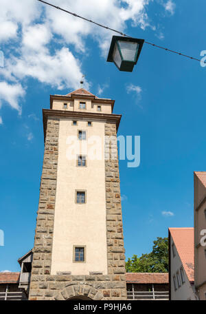 Galgentor Torre (Gallows Gate) in Rothenburg ob der Tauber, Germania Foto Stock