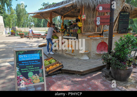 Israele, Yardenit Sito del Battesimo nel fiume Giordano vicino al mare di Galilea, il chiosco e rinfreschi shop Foto Stock