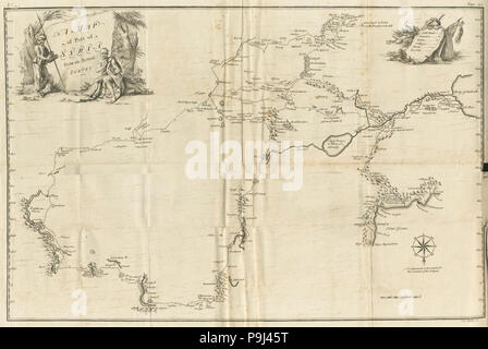 Una mappa di parte della Siria da una vera e propria indagine - Drummond Alexander - 1754. Foto Stock