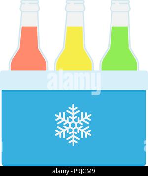 Freezer-bag in colore blu. Illustrazione Vettoriale di bevande in un piccolo frigorifero. Borsa dello scambiatore di calore. Isolato illustrazione vettoriale su sfondo bianco. Illustrazione Vettoriale