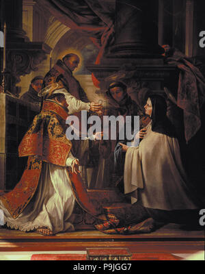 Santa Teresa di ricevere la comunione", Santa Teresa di Avila (1515-1582), religioso spagnolo scrittore. Foto Stock