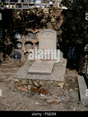 Tomba presso il cimitero di Montjuic di Isaac Albéniz (1860-1909), compositore spagnolo e il pianista. Foto Stock