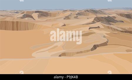 Dune di sabbia del deserto realistico illustrazione vettoriale Illustrazione Vettoriale