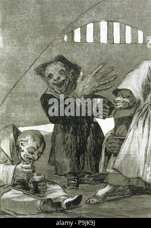 Los Caprichos, serie di incisioni di Francisco de Goya (1746-1828), la piastra 49: 'Duendecitos' (Hobg… Foto Stock