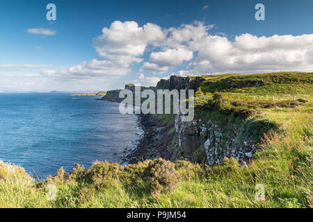 Costa a Kilt Rock punto di vista, Isola di Skye, Ebridi Interne, Scotland, Regno Unito Foto Stock