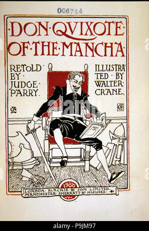 Pagina del titolo di Don Quijote de la Mancha, edizione inglese adattato dal giudice Parry e illustrato da… Foto Stock