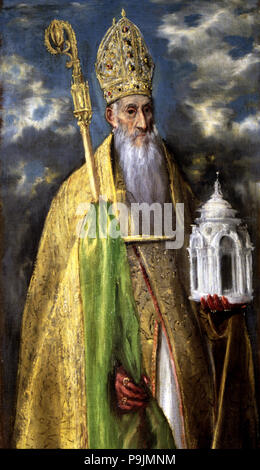 Sant'Agostino (354-430), la pittura ad olio di El Greco. Foto Stock