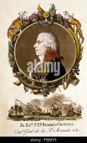 Federico Carlos Gravina (1756-1806), spagnolo admiral, eroe di Trafalgar. Foto Stock