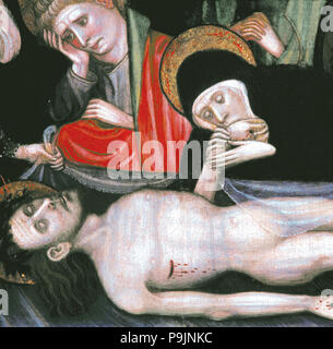 "Pietà", dettaglio della pittura su legno della pala di San Nicola di Bari nel 1406, desig… Foto Stock