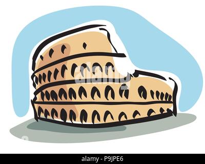 Illustrazione vettoriale del Colosseo a Roma, è considerato uno dei più grandi opere di architettura romana e ingegneria romana Illustrazione Vettoriale