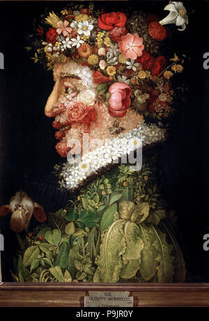 La molla', olio su tela, è parte di una serie di "Le quattro stagioni" da Arcimboldo. Foto Stock