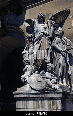 Gruppo scultoreo sulla facciata principale del Teatro dell'Opera (1861-1874). Foto Stock