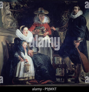 La pittura di Jacob Jordaens intitolata " Il pittore della famiglia". Foto Stock