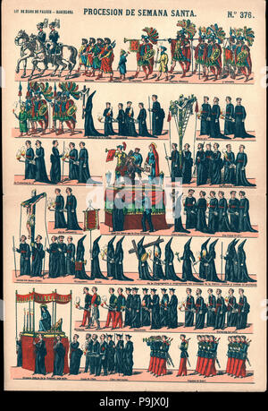 Famose le carte di santo, la processione di Pasqua, edito da Editoriale Paluzie di Barcellona, ??page # 376, 19… Foto Stock