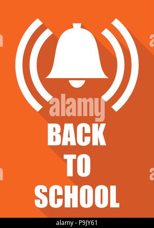 Si torna a scuola orange design piatto illustrazione Illustrazione Vettoriale