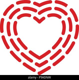 La linea tratteggiata icona cuore, stile semplice Illustrazione Vettoriale