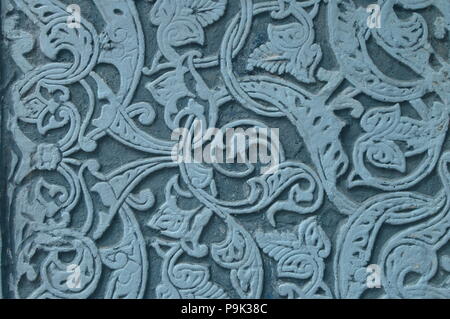 Autentico marmo decorativo ornamento-blue pattern su pietra, stile Arabo Foto Stock