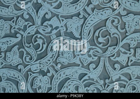 Autentico marmo decorativo ornamento-blue pattern su pietra, stile Arabo Foto Stock